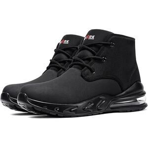 Larnmern Mens 9.5 Black Side Zip Lace Up Food Service Non Slip Air Cushion Shoes